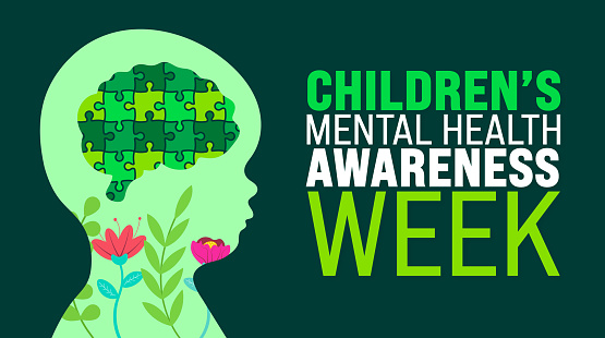 May is Children’s Mental Health Awareness Week background template.