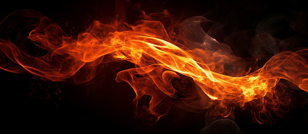 Abstract Smoke and Flames Dynamic Movement and Intense Colors Against a Dark Background