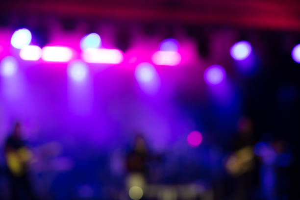 Bokeh from the concert from pink blue light.