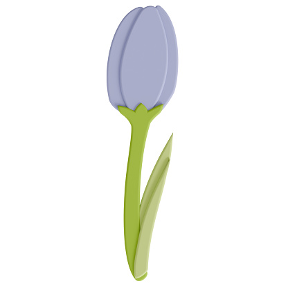 A tulip isolated on a white background in a cute decoration foam art style spring floral concept,3D illustration