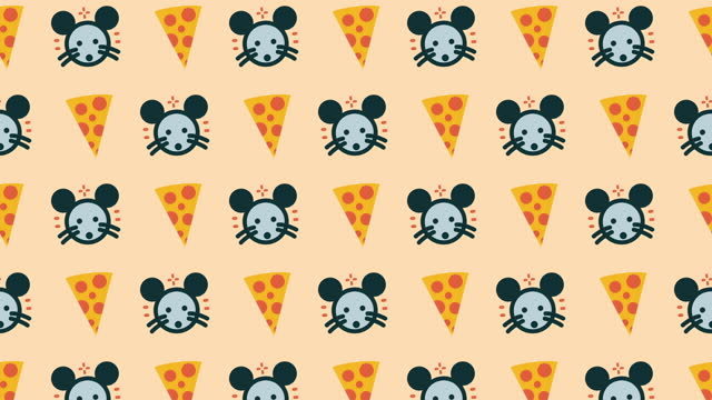 Background of mouse and cheese. Loop Animation.