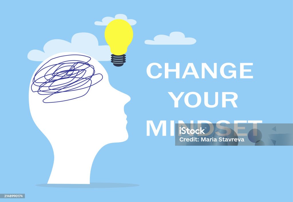 Mindset Change Signs Change Your Mindset Concept Stock Illustration - Download Image Now ...