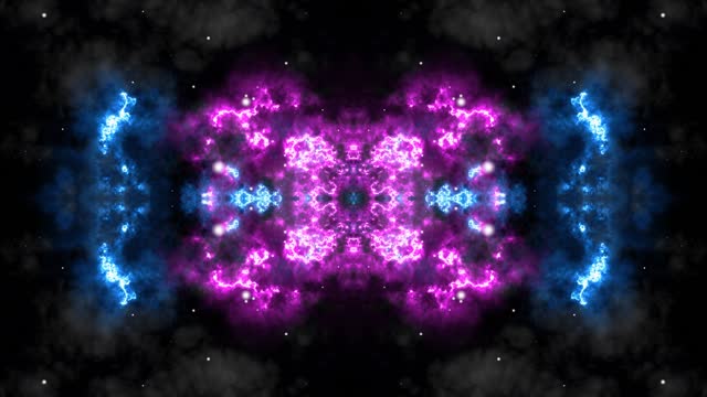 Psychedelic space animation with mirror effect. Abstract background.Video for post-production. 3D animation.