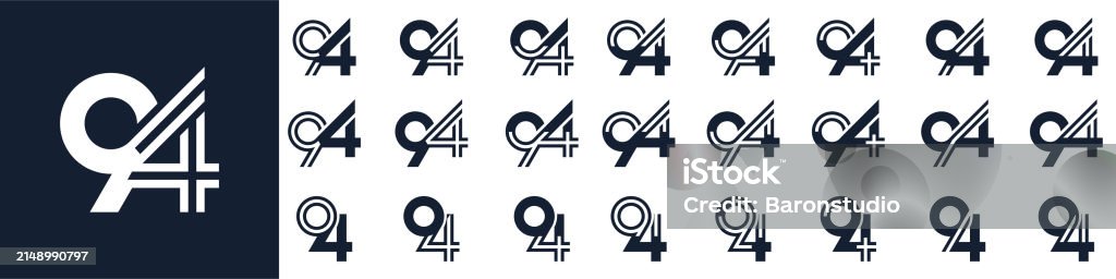 Fancy Lettering 94 Collection Of Creative Number 94 Logo Designs Abstract Ninetyfour ...
