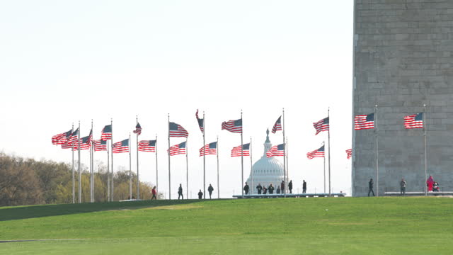 People visiting Washington Monument