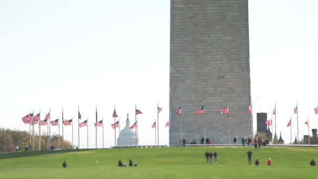 People visiting Washington Monument