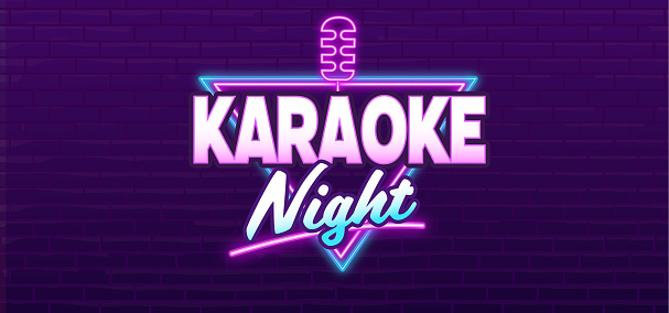 Vector illustration of a Karaoke Night neon sign advertisement design concept for restaurants and bars nightlife. Use for Restaurant or Pub Bar social media advertising. Fully editable vector eps and high resolution jpg in download. Royalty free design.