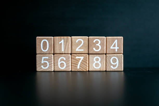 istock Several wooden blocks arranged from 0-9 horizontally against a black background. 2148995124