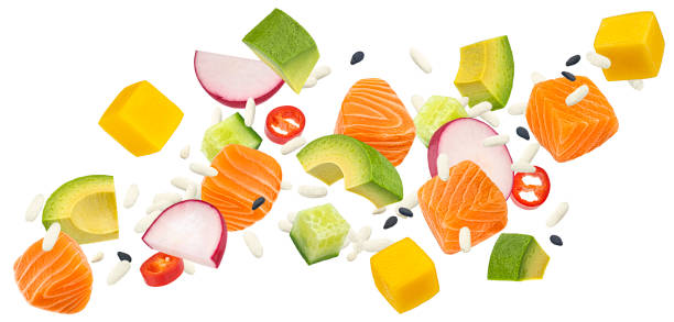 istock Salmon poke ingredients isolated on white background with clipping path 2148995253