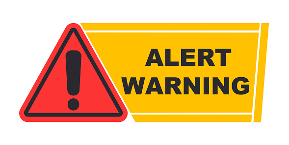 Alert sign. Attention warning attacker alert sign. Technology security protection concept. Vector stock illustration.