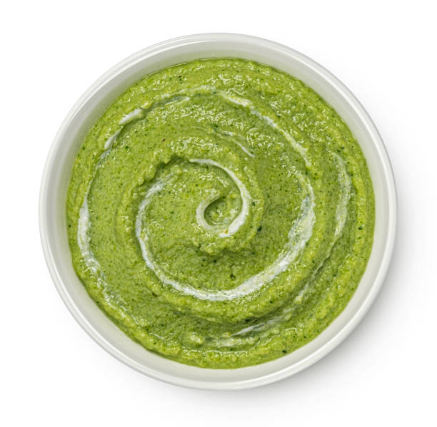 istock Broccoli soup isolated on white background. Top view 2148995811