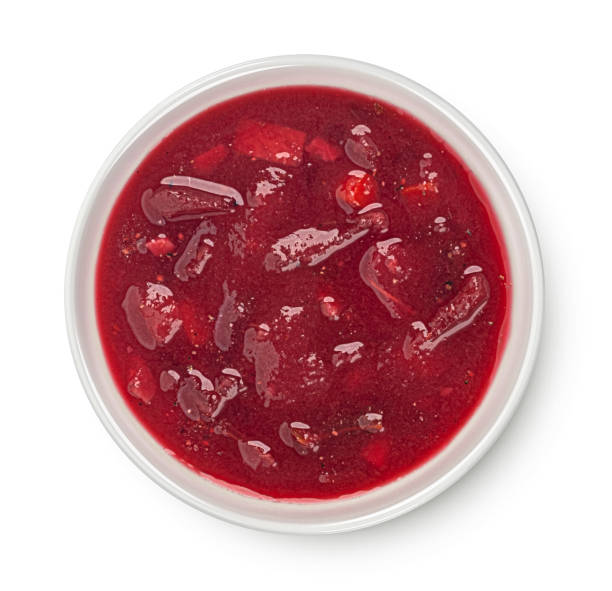 istock Traditional borscht, beetroot soup isolated on white background, top view 2148996149