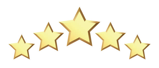 istock Five golden stars isolated on black background. Rating stars icon. white background 2148996582