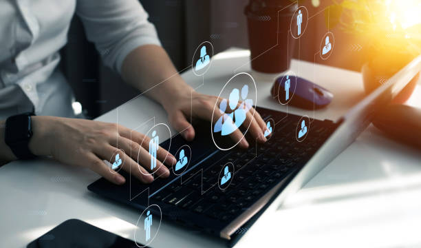 automatización de procesos de negocio y flujo de trabajo con diagrama de flujo. estructura jerárquica empresarial. relaciones de orden o subordinación entre los miembros. pantalla virtual mindmap u organigrama. - organization chart decisions business business person fotografías e imágenes de stock