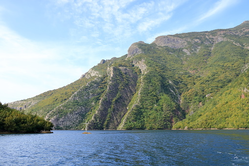 View of the Koman lake in Albania