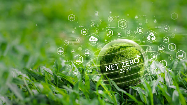 istock Net Zero concept, net zero greenhouse gas emissions goal Long-term climate-neutral strategy With icons on green globe nature background 2148999327