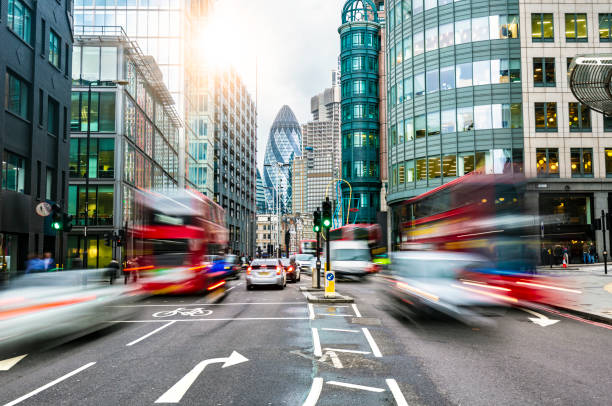 istock Busy street in London with buses 2148999959