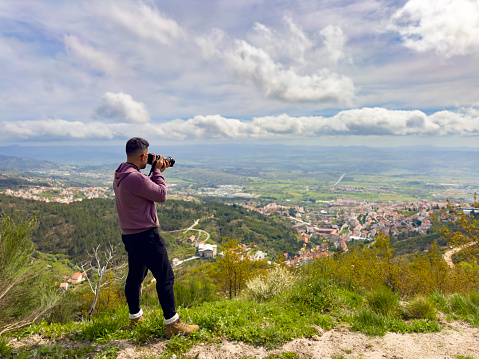 Tourist in Serra da Estrela in Castelo Branco, Portugal