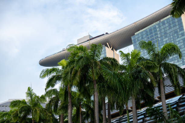 Singapore City, Singapore - March 3, 2025: The towers of the Marina Bay Sands Hotel in Singapore City