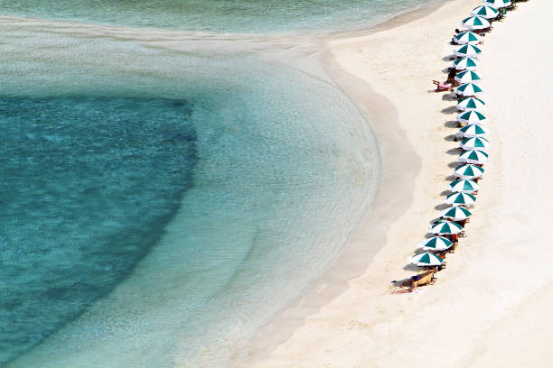 Clean white beach, beach chairs, The beauty and tranquility of Koh Nang Yuan, Thailand