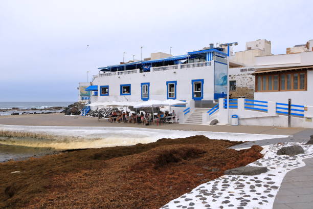 El Cotillo at Fuerteventura, Canary Islands, Spain - November 21 2023: small village at atlantic ocean on a cloudy day