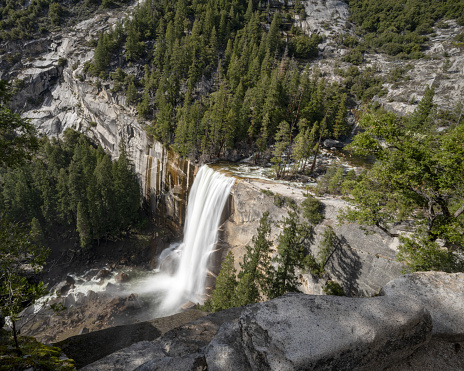 Water falling from rocks, Lake Tahoe, Sierra Nevada, California, USA
