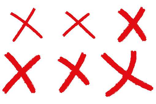 Set of red shape vector. Letter X on white