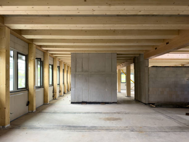 istock construction site of a sustainable Timber-concrete composite office building 2149007381