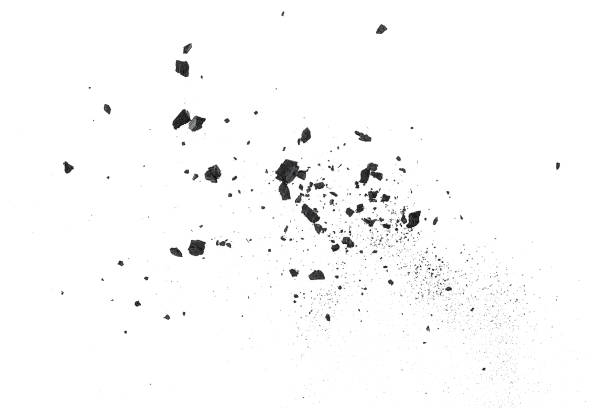 istock Black charcoal dust isolated on a white background, top view. Charcoal particles. 2149008703