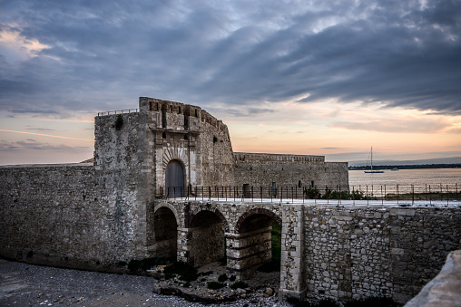 Archway On The Battlement Walls Of Castello Maniace In Syracuse, Sicily
