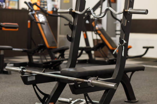 istock Kharkiv, Ukraine - May 15, 2023: Exercise equipment in an empty gym 2149010676