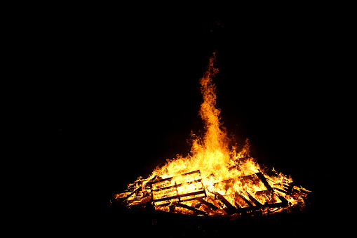 Burning Wooden pallets bonfire
