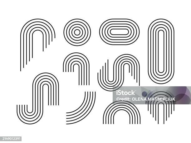 Minimal Boho Arch Simple Line Rainbows Vector Abstract Shape Outline ...
