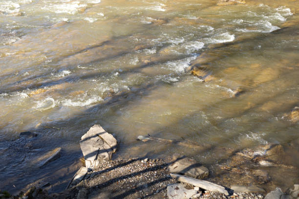 flow of a mountain river, outdoors