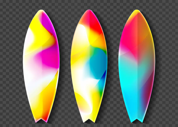 istock The concept of a summer exotic holiday in a modern style. Surfboards with summer exotic gradient ornaments on an isolated background. Stylish tropical vector set. 2149013805