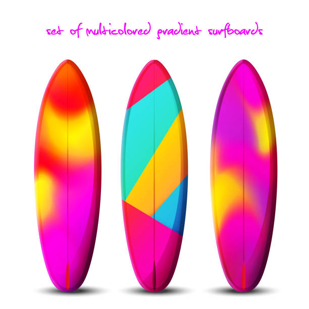 istock The concept of a summer exotic holiday in a modern style. Surfboards with summer exotic abstract multicolored on an white background. Stylish tropical vector set. 2149014140