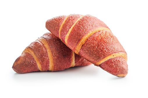 Freshly Baked Croissant with fruity flavor Isolated Against a White Background