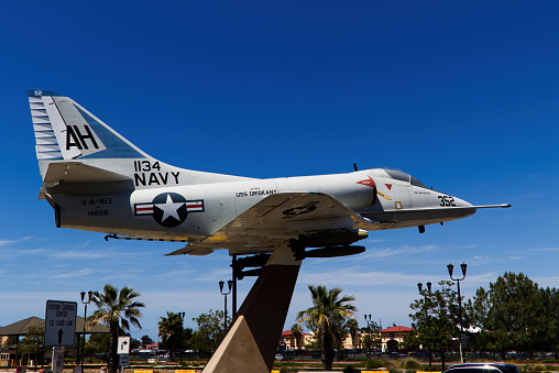 Old Navy Jet Fighter On Display Outside Air Station Gate North Island  Coronado California