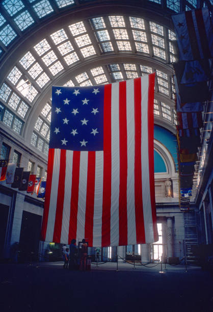 Washington DC - Flag at Old Post Office - 1977. Scanned from Kodachrome 25 slide.