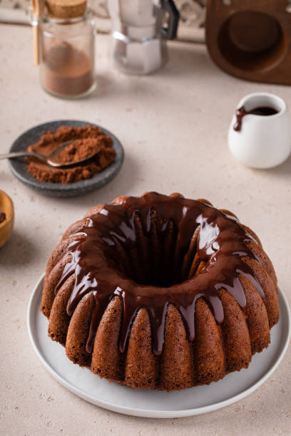 istock Chocolate marble cake with chocolate ganache made in a bundt pan 2149029468