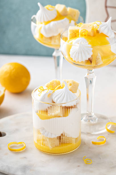 istock Lemon trifle with pound cake, lemon curd and meringue in coupe glasses 2149029530