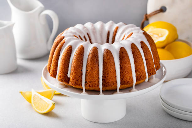 istock Lemon bundt cake on a cake stand with powdered sugar glaze 2149029537