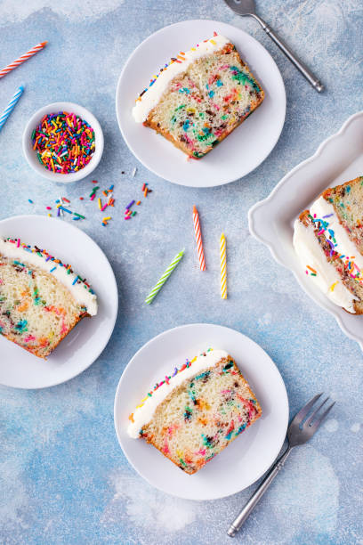 istock Funfetti birthday cake slices on the table 2149030156