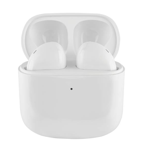 istock Wireless acoustic headphones, phone accessory, on white background 2149030777