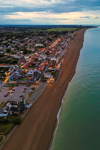 Aerial shot above Suffolk coast