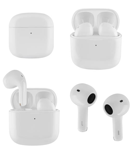 istock Wireless acoustic headphones, phone accessory, on white background 2149031367