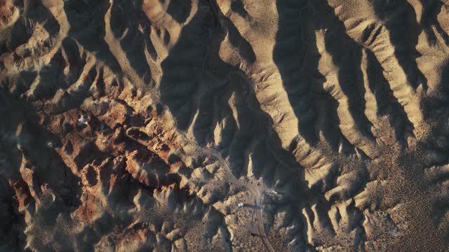 Bird's Eye View Of Van Camping In The Desert, South Of Salt Lake City, Utah, USA - Drone Shot