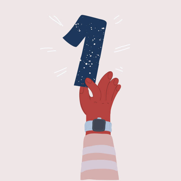 Vector illustration of 1 one Number hands Cartoon vector illustration of 1 one Number hands succor stock illustrations