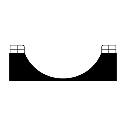 Skateboarding ramp icon. Black silhouette. Front side view. Vector simple flat graphic illustration. Isolated object on a white background. Isolate.
