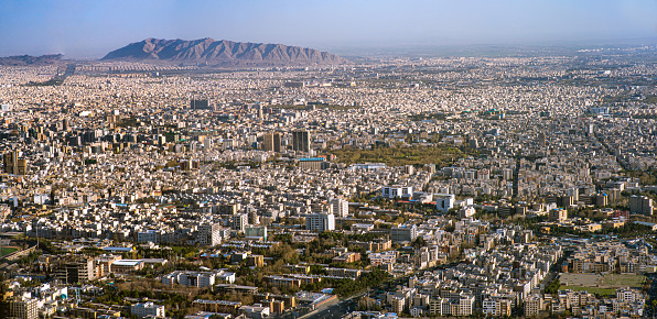 The city of Tehran the capital of Iran during the sunset
